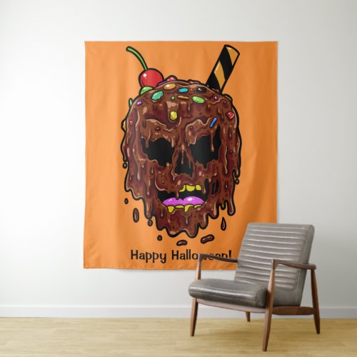 Custom text  color Ice Cream Skull tapestry