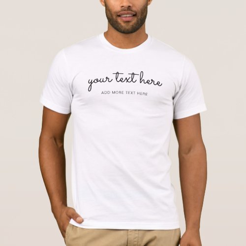 Custom Text  Color Mens Modern Typography T_Shirt