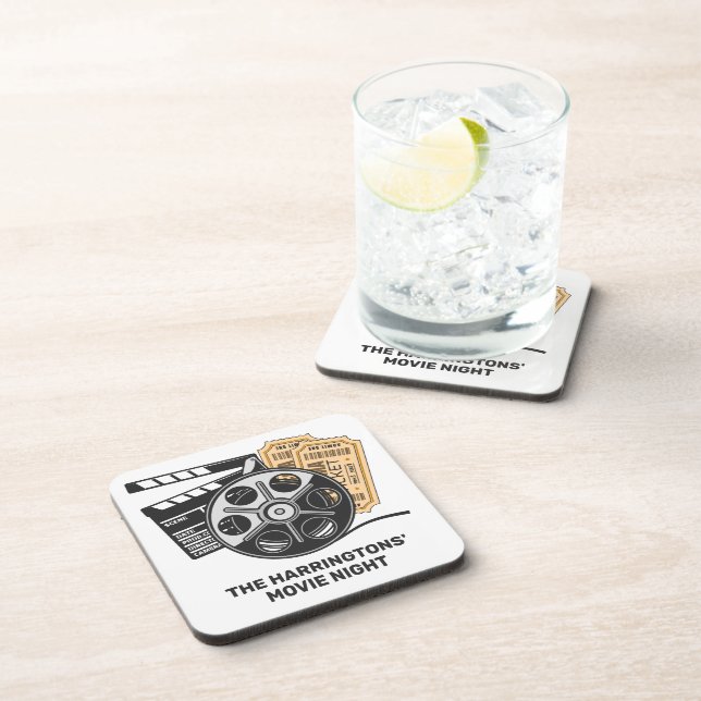 Custom Text & Color Movie Beverage Coaster (Right Side)