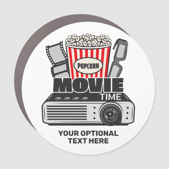 Custom Text & Color Movie Time Car Magnet (Front)