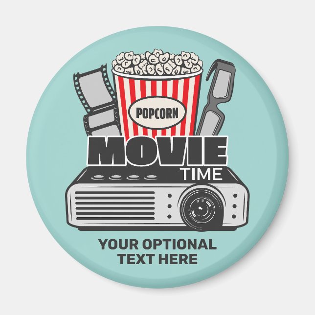Custom Text & Color Movie Time Magnet (Front)