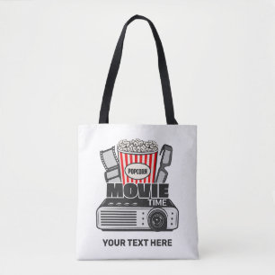 Custom Text & Color Movie Time Tote Bag