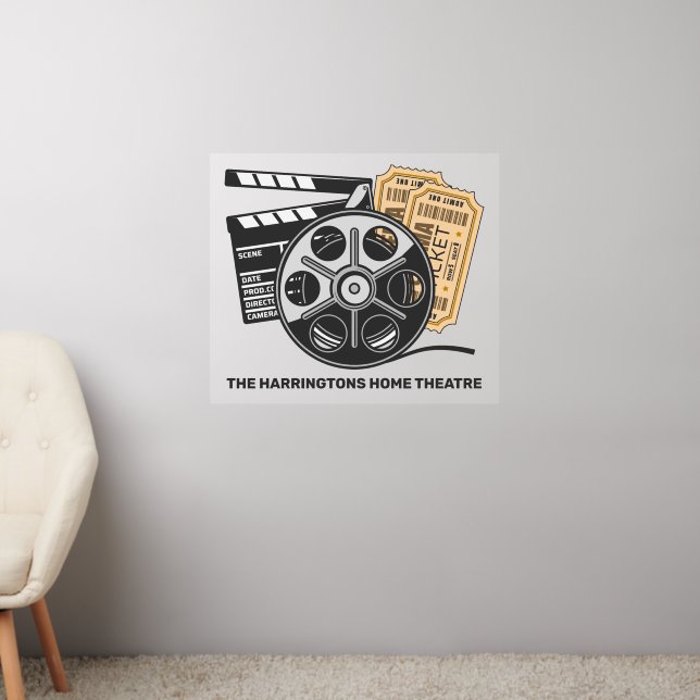 Custom Text & Color Movie Wall Decal (Living Room 2)