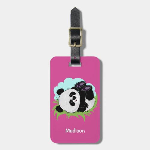 Custom text  color Panda luggage tag 34