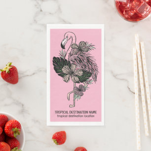 Custom Text & Color Pink Flamingo Paper Guest Towels