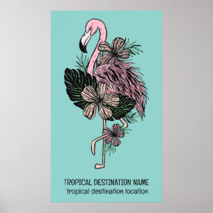 Custom Text & Color Pink Flamingo Poster