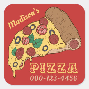 Custom text & color PIZZA stickers