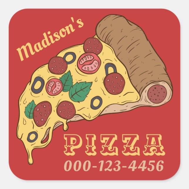 Custom text  & color PIZZA stickers (Front)