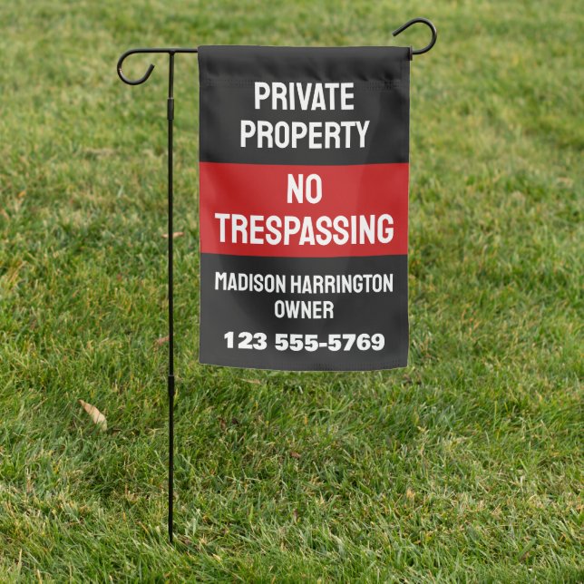 Custom Text & Color Private Property Garden Flag (In SItu)