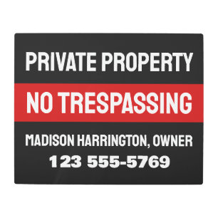 Custom Text & Color Private Property Metal Print