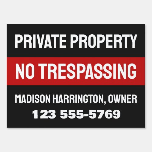 Custom Text  Color Private Property Sign