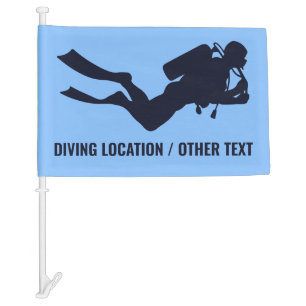 Custom Text & Color Scuba Diving Car Flag