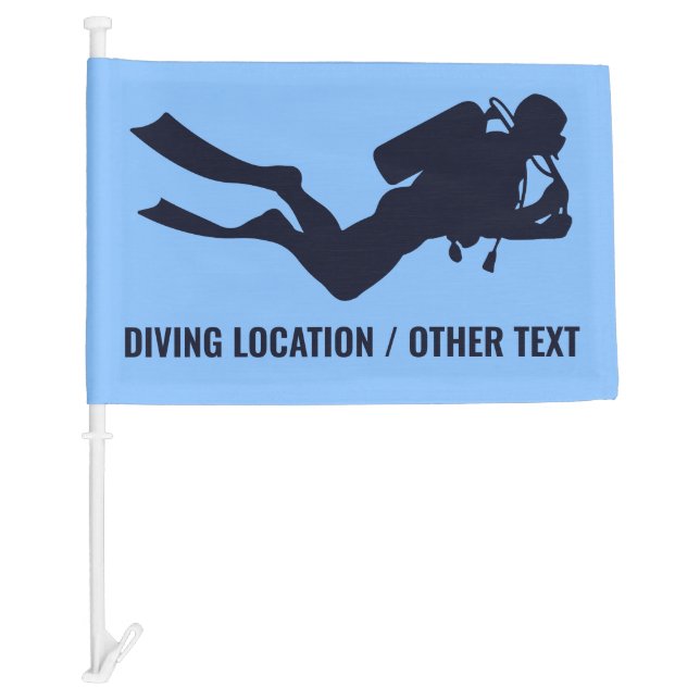 Custom Text & Color Scuba Diving Car Flag (Front)
