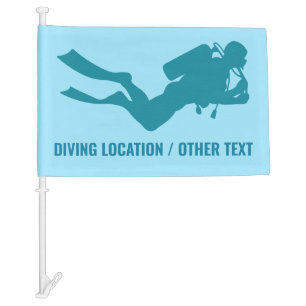 Custom Text & Color Scuba Diving Car Flag