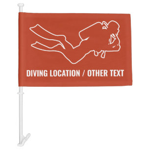 Custom Text & Color Scuba Diving Car Flag