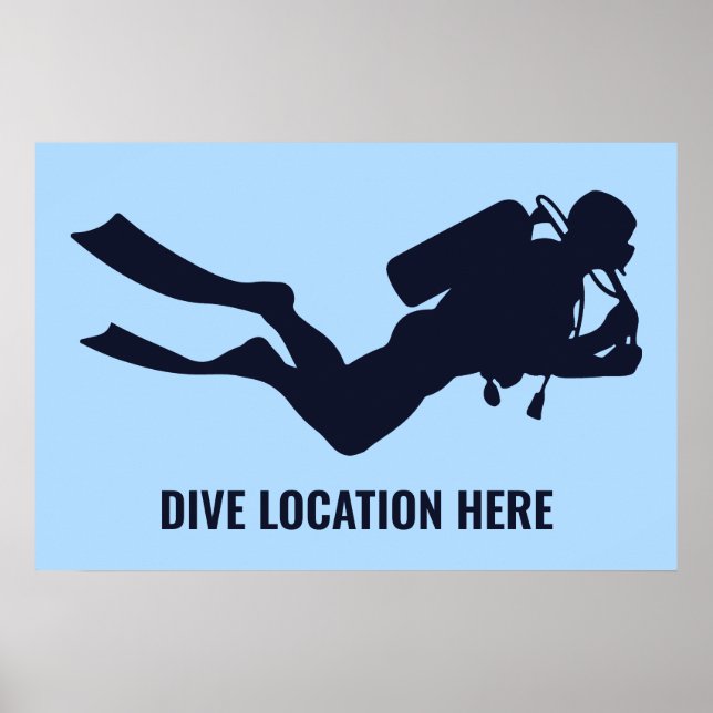 Custom Text & Color Scuba Diving Poster (Front)