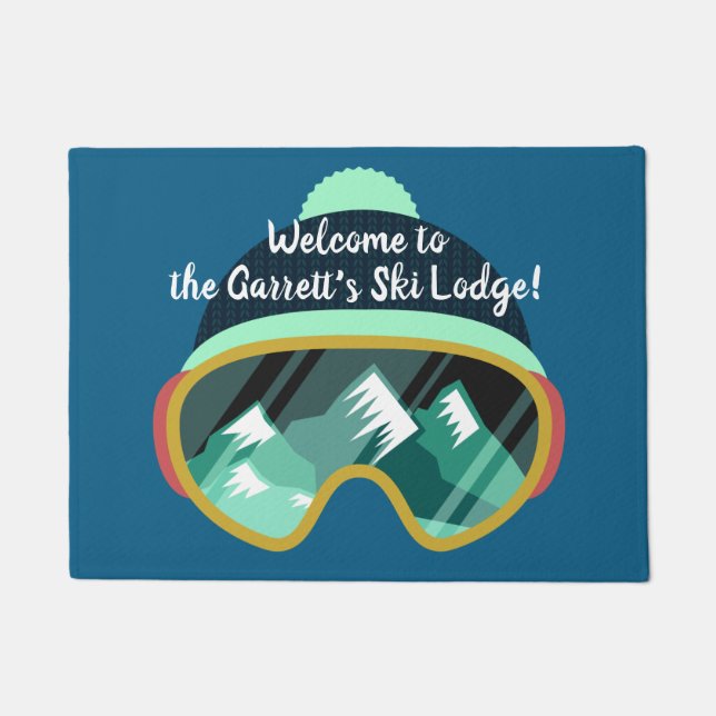Custom Text & Color Ski Lodge doormat (Front)