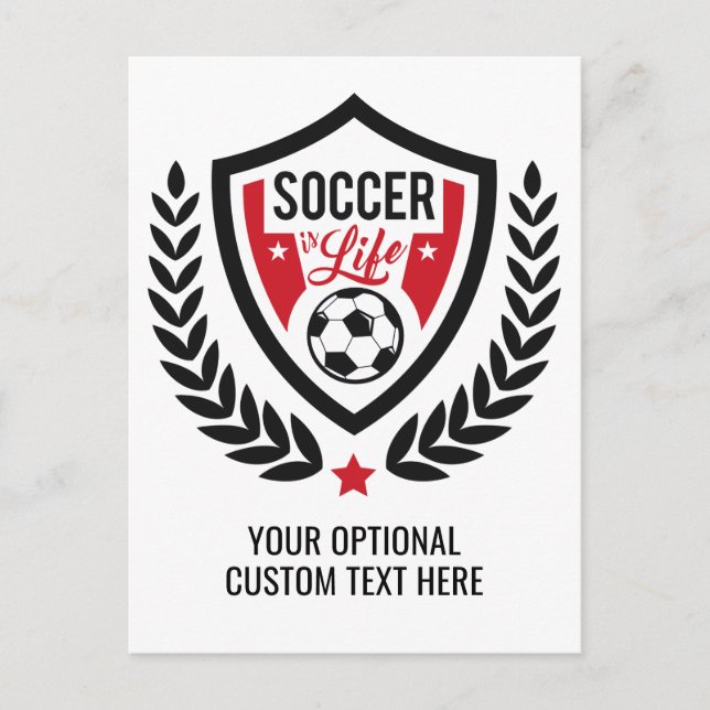 Custom text & color Soccer Logo postcard (Front)
