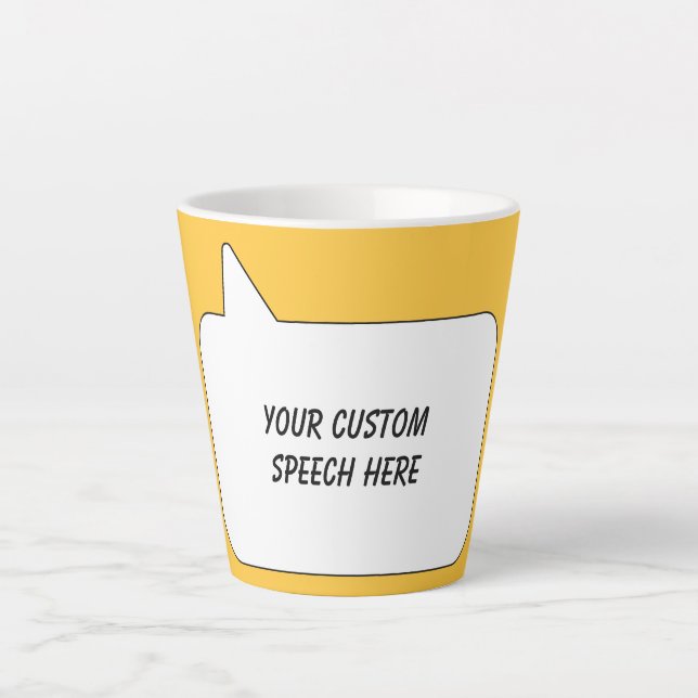 Custom Text & Color Speech Bubble Latte Mug (Front)