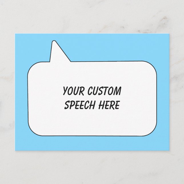 Custom Text & Color Speech Bubble Postcard (Front)