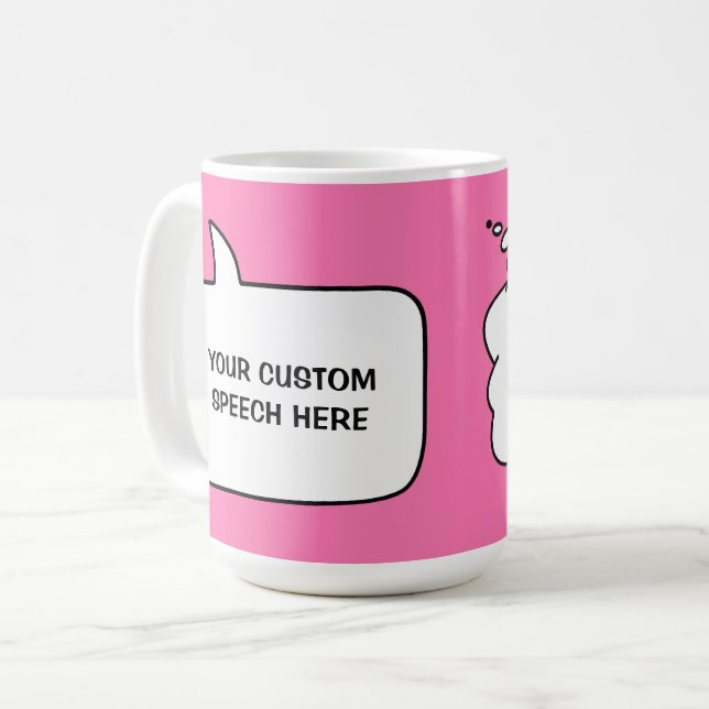 Custom Text & Color Speech Bubbles Coffee Mug (Front Left)
