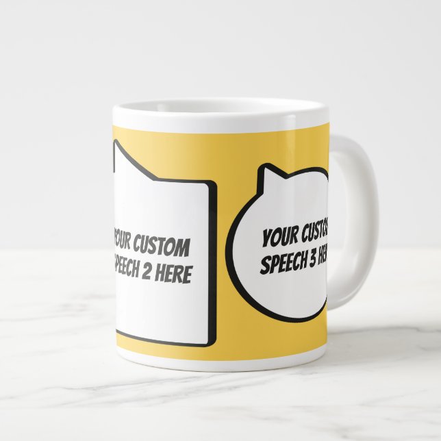 Custom Text & Color Speech Bubbles Giant Coffee Mug (Front Right)