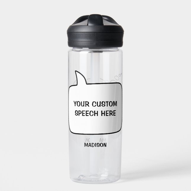 Custom Text & Color Speech Bubbles Water Bottle (Front)