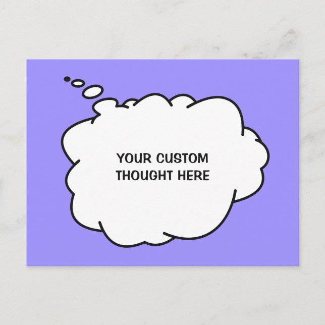 Custom Text & Color Thought  Bubble Postcard (Front)