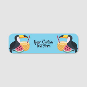 Custom text & color Toucan Illustration Name Tag