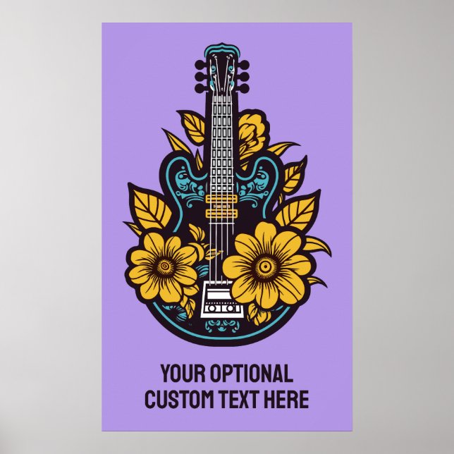 Custom Text & Color Ukulele Poster (Front)