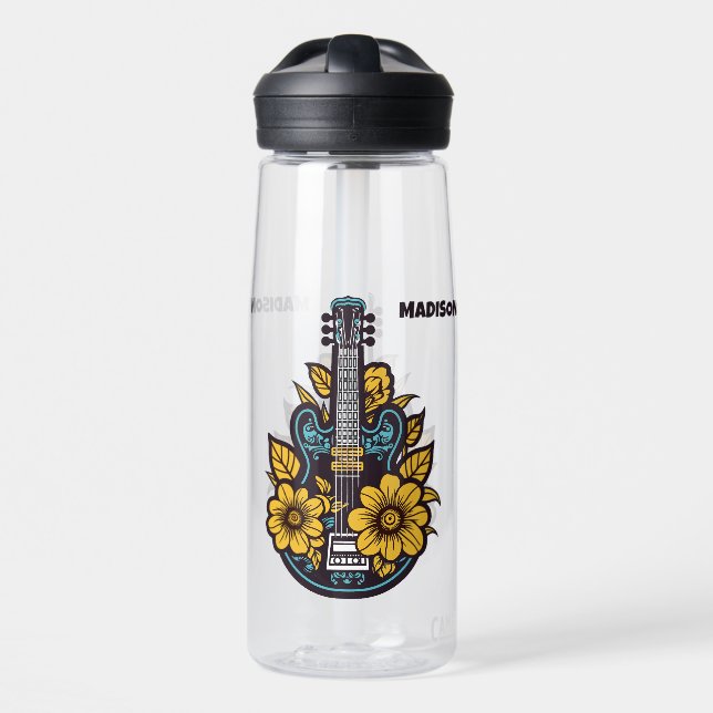 Custom Text & Color Ukulele Water Bottle (Front)