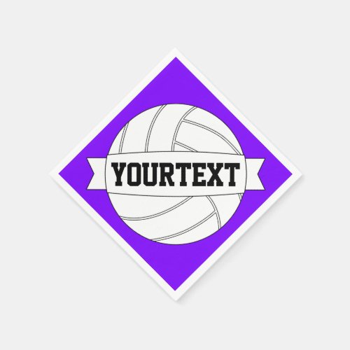 Custom Text  Color Volleyball Cocktail Napkins