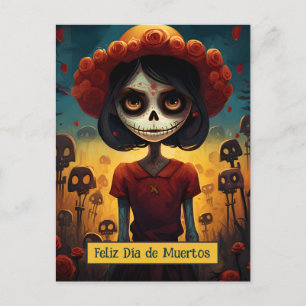Custom text 💀 colorful Día de Muertos Postcard
