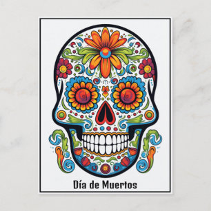 Custom text 💀 colorful doodle Día de Muertos Postcard
