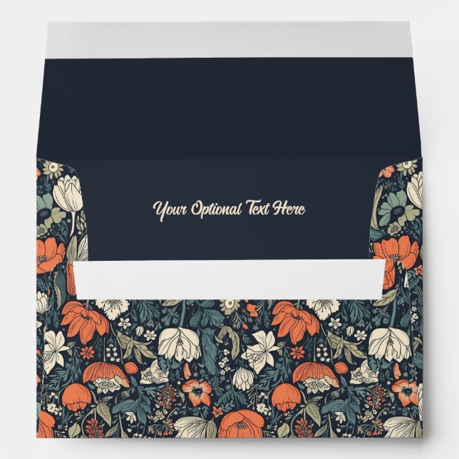 Custom Text Colorful Flower Pattern Envelope (Back (Bottom))