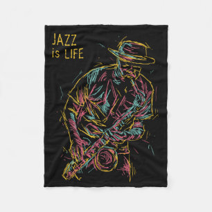 Custom text Colorful Jazz Player Fleece Blanket