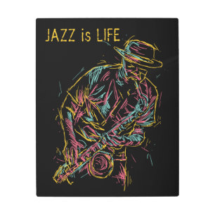 Custom text Colorful Jazz Player Metal Print