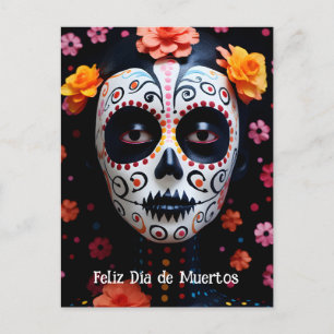 Custom text 💀 colorful La Catrina Postcard