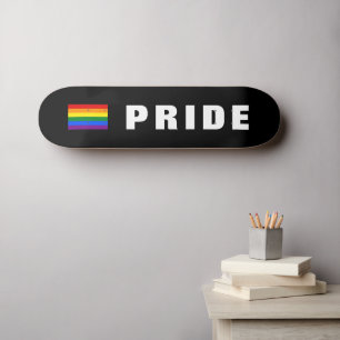 Custom Text Colorful LGBTQ Rainbow Gay Pride Flag Skateboard