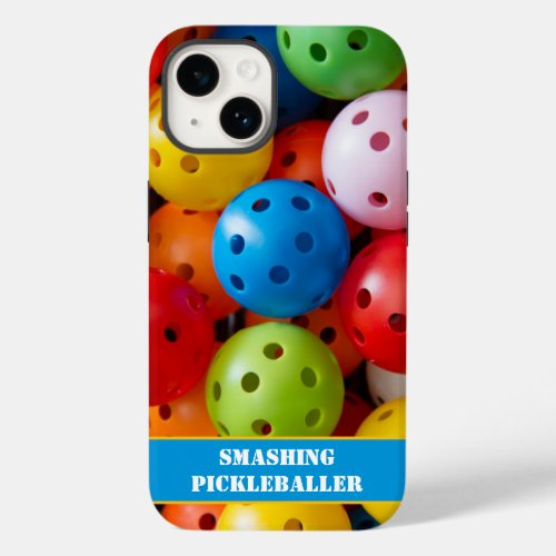 Custom text Colorful pickleballs iphone 14  Case_Mate iPhone 14 Case