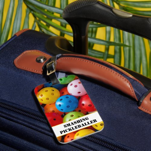 Custom text Colorful pickleballs Luggage Tag