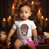 Custom text colorful sugar skull Día de Muertos