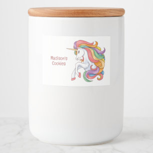 Custom Text Colorful Unicorn Food Label