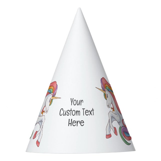 Custom Text Colorful Unicorn Party Hat (Front)