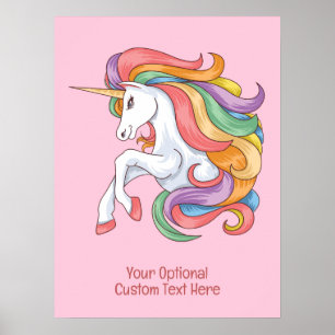 Custom Text Colorful Unicorn Poster