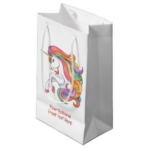 Custom Text Colorful Unicorn Small Gift Bag