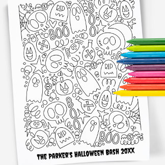 Custom Text Coloring Page | Halloween Pattern