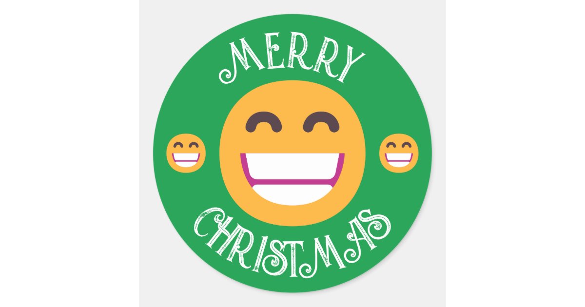 Custom Text & Colors Beaming Face Emojis Christmas Classic Round