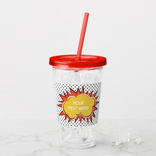 Custom Text Comic Book Explosion Acrylic Tumbler