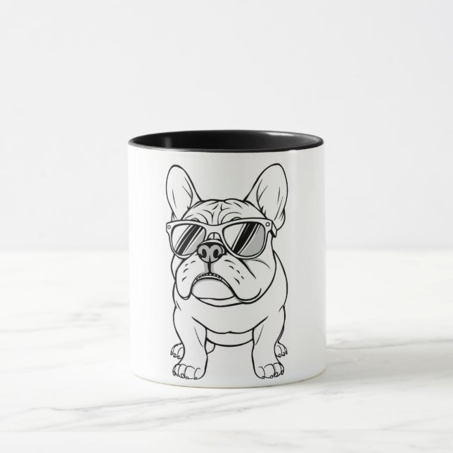 Custom Text Cool French Bulldog Coffee Mug (Center)